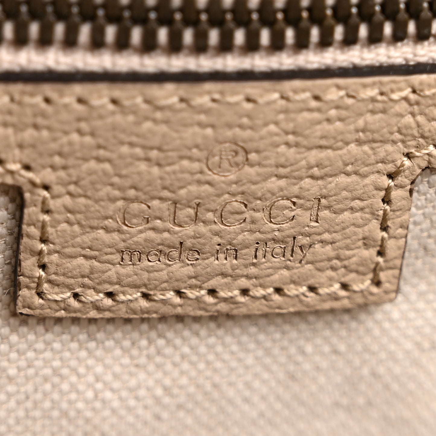 GG Supreme Monogram Textured Dollar Calfskin Small Retro Interlocking G Tote Bag Beige Mystic White Oatmeal