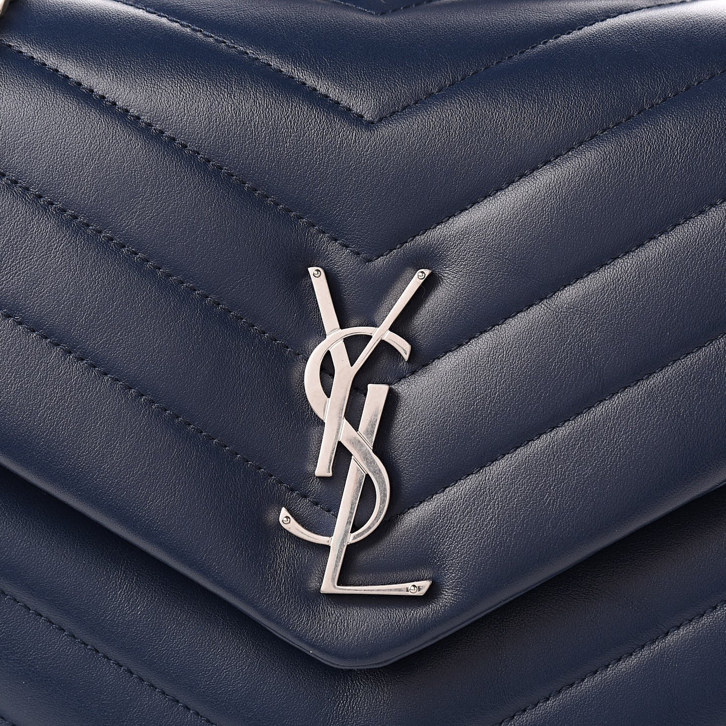 Calfskin Y Quilted Monogram Medium Loulou Chain Satchel Denim Blue
