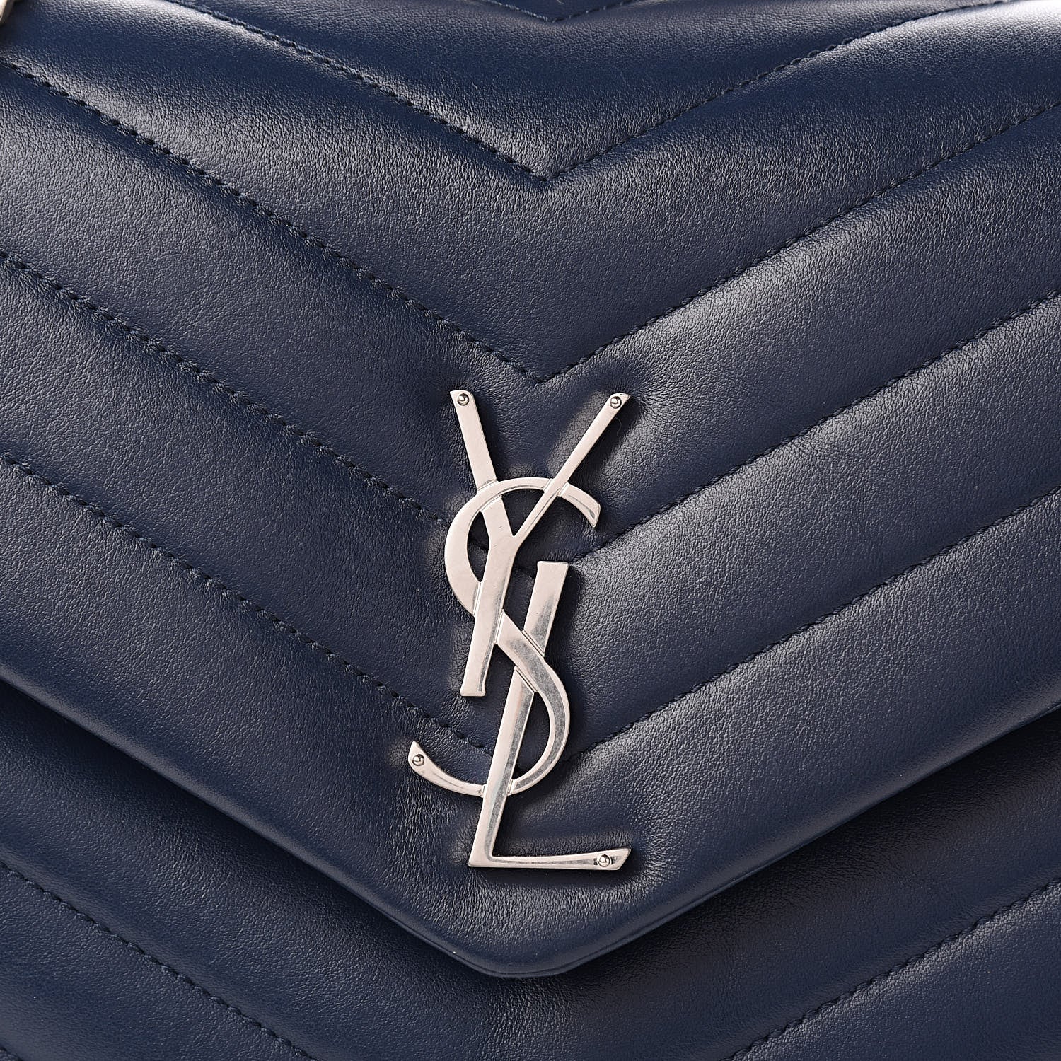 Saint Laurent Calfskin Y Quilted Monogram Medium Loulou Chain Satchel Denim Blue 10 of 10