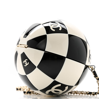 Chanel Resin Enamel CC Round Minaudiere Clutch Black White 10 of 12