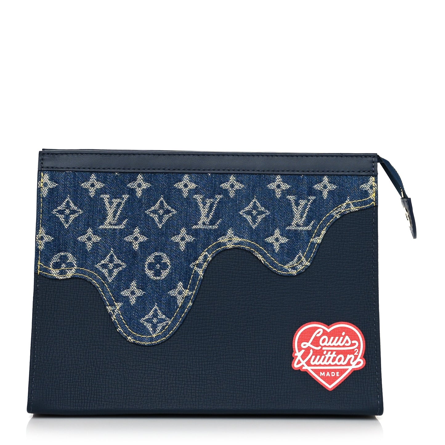 X NIGO Taurillon Monogram Denim Drip Pochette Voyage MM Blue