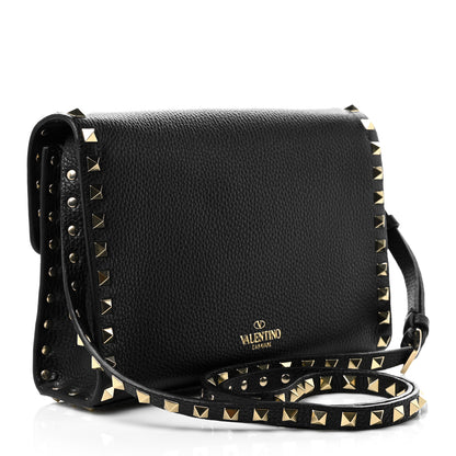 Valentino Garavani Pebbled Calfskin Medium Rockstud Flip Lock Crossbody Bag Black 3 of 9