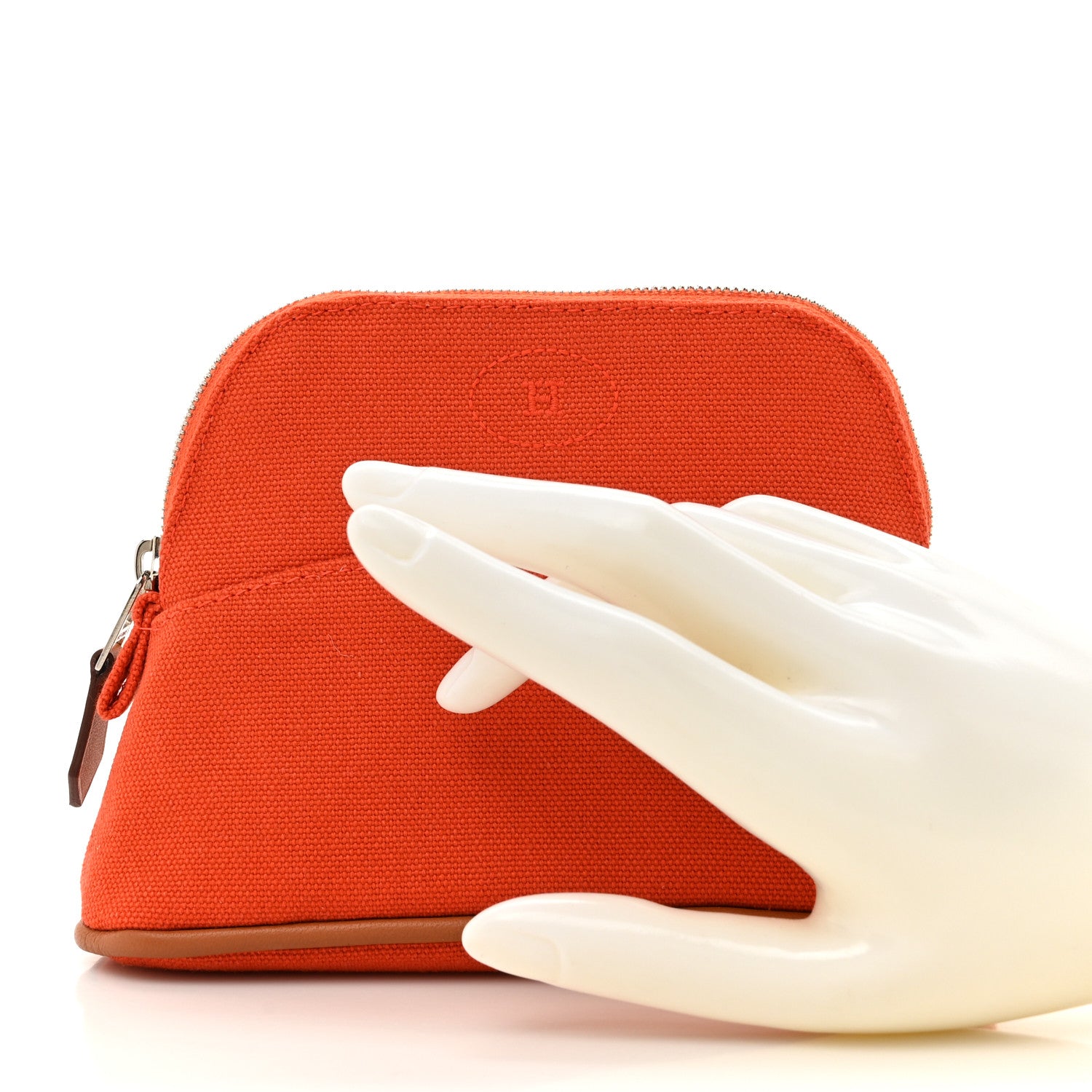 Hermes Cotton Canvas Mini Mini Bolide Travel Cosmetic Pouch Feu 2 of 7