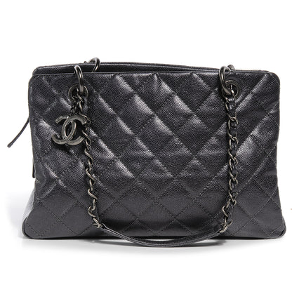 Chanel Caviar Timeless CC Large Zip Shopping Tote Dark Silver 1 of 8