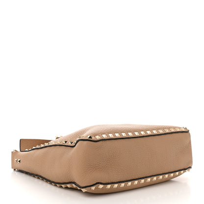 Valentino Garavani Pebbled Calfskin Small Rockstud Flip-Lock Messenger Bag Beige 4 of 11