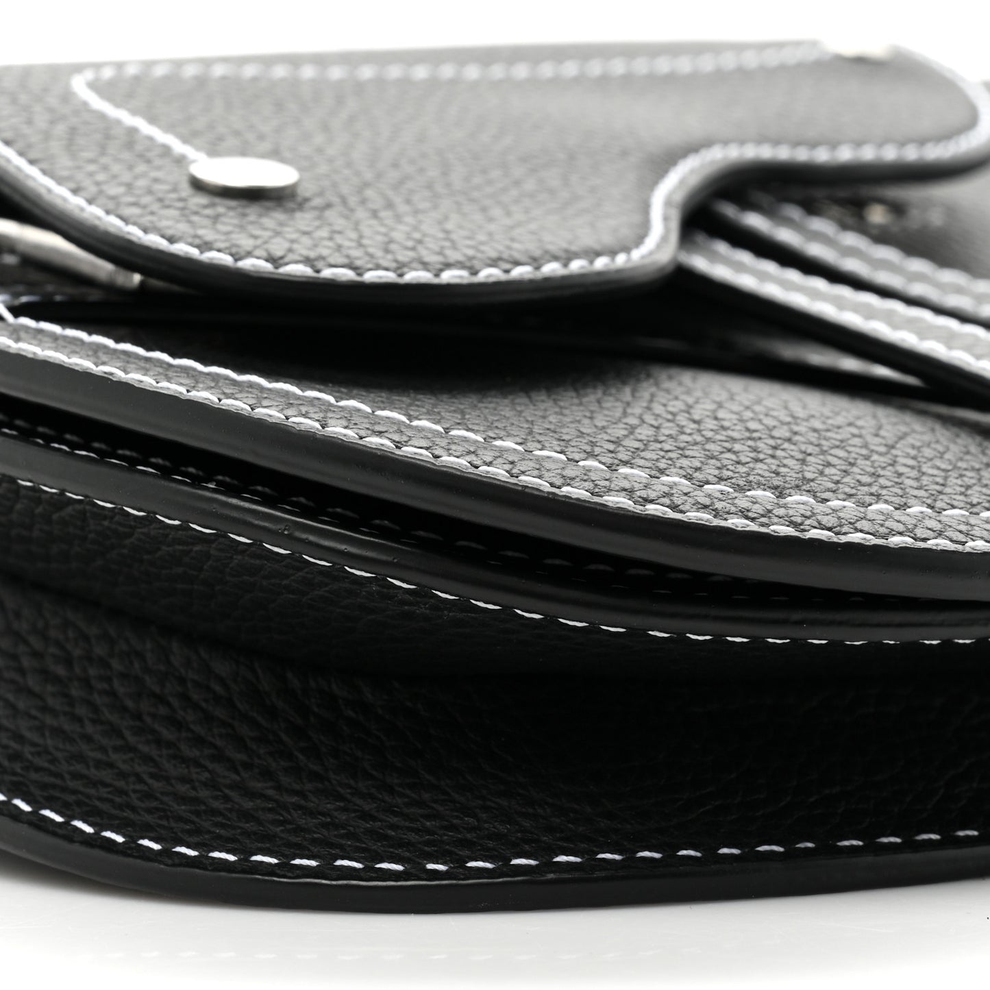 X KAWS Grained Calfskin Saddle Pouch Black