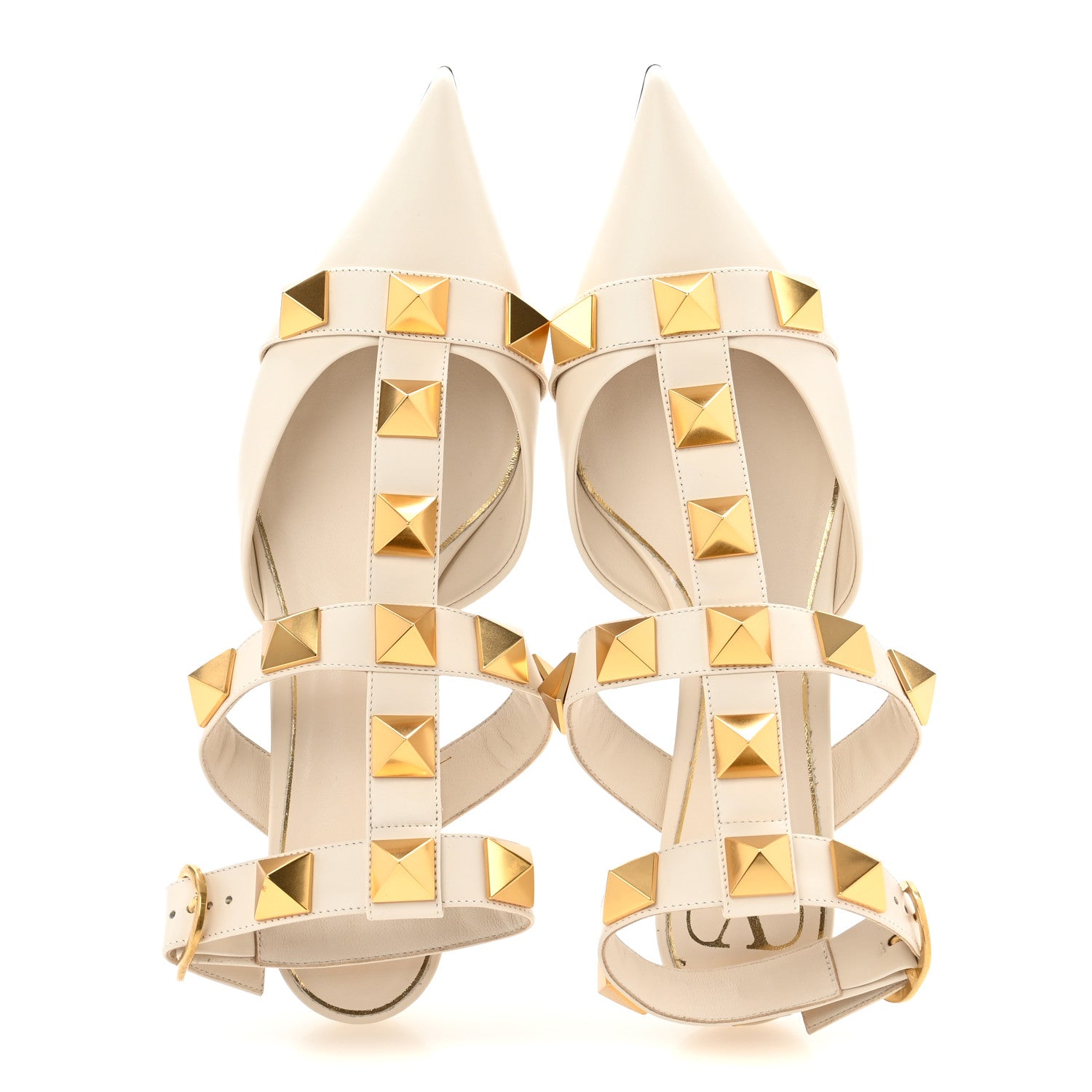 Valentino Garavani Calfskin Roman Stud Ankle Strap 40mm Pumps 40 White 2 of 9