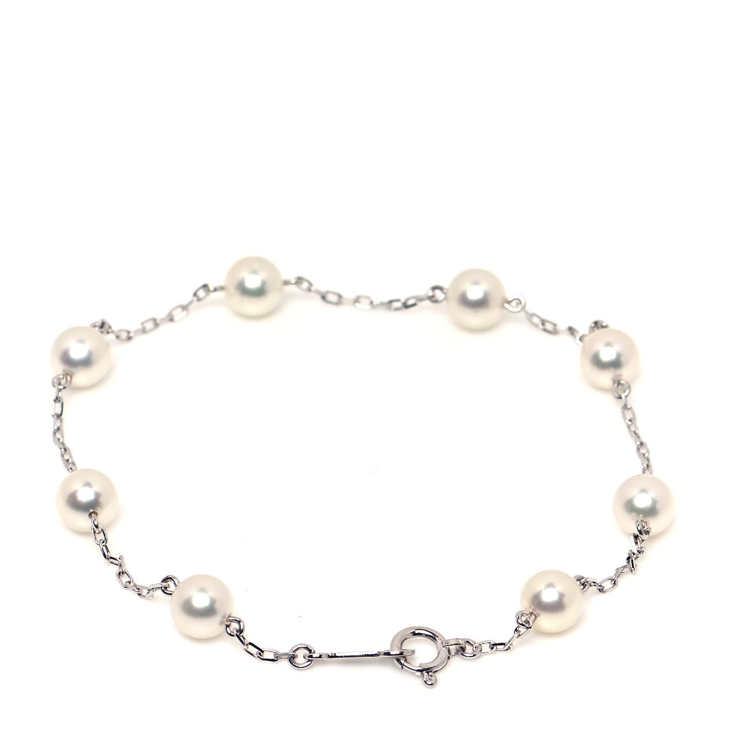 18K White Gold 5mm Akoya Pearl Station Bracelet