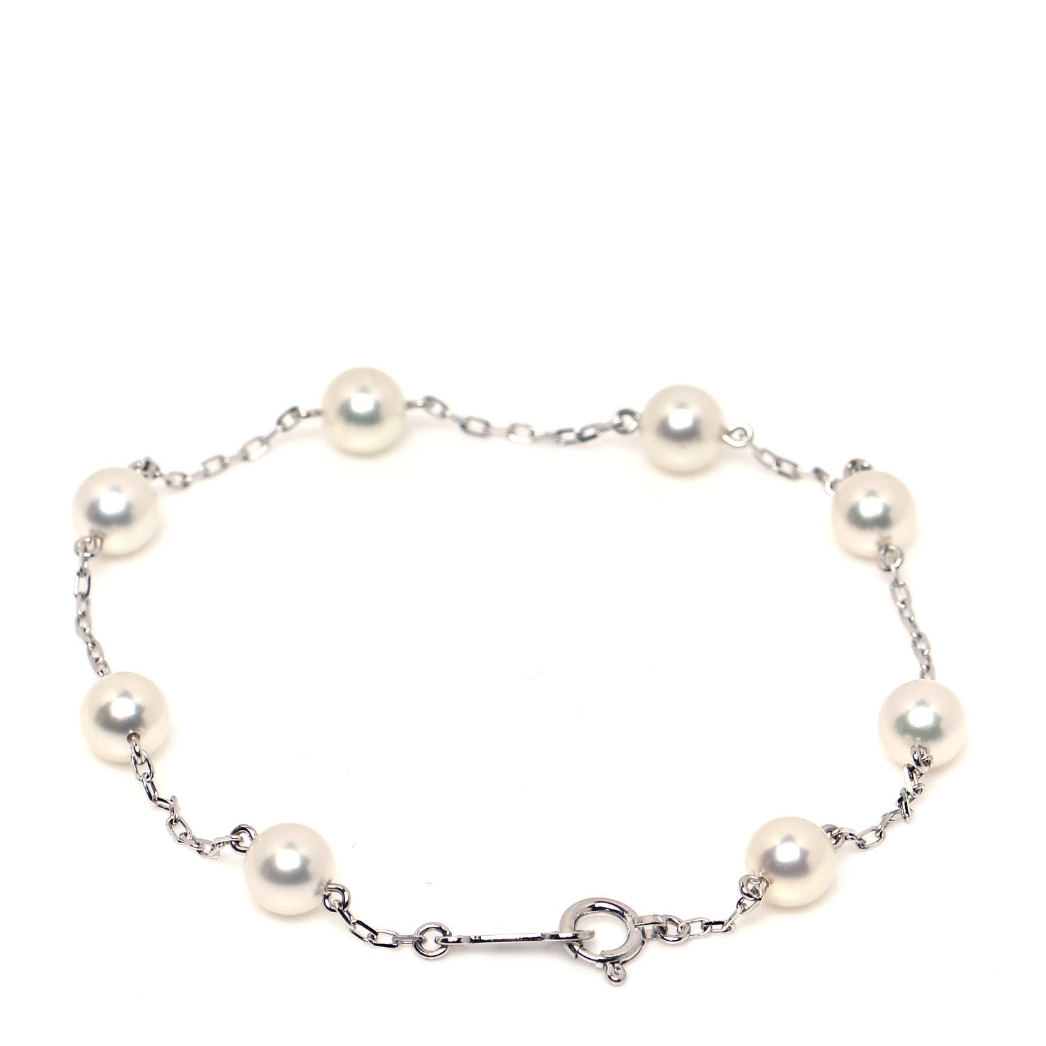 Mikimoto 18K White Gold 5mm Akoya Pearl Station Bracelet 3 of 4