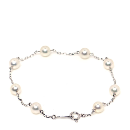 Mikimoto 18K White Gold 5mm Akoya Pearl Station Bracelet 3 of 4