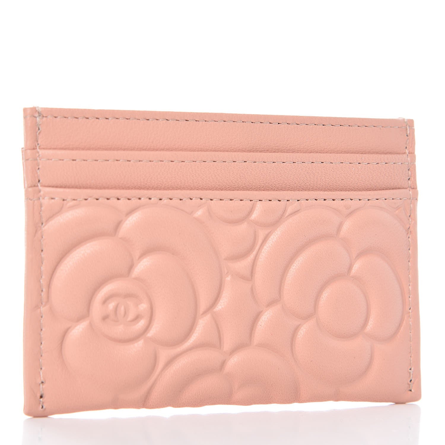 Chanel Goatskin Camellia Embossed Card Holder Light Pink 3 of 8