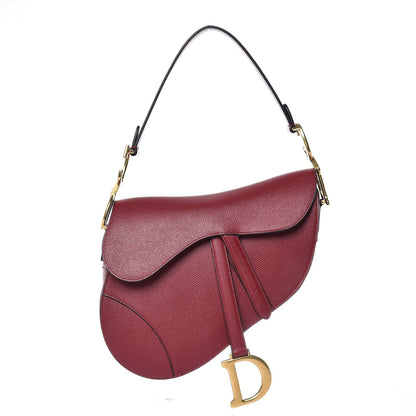 Christian Dior Grained Calfskin Saddle Bag Burgundy 1 of 7