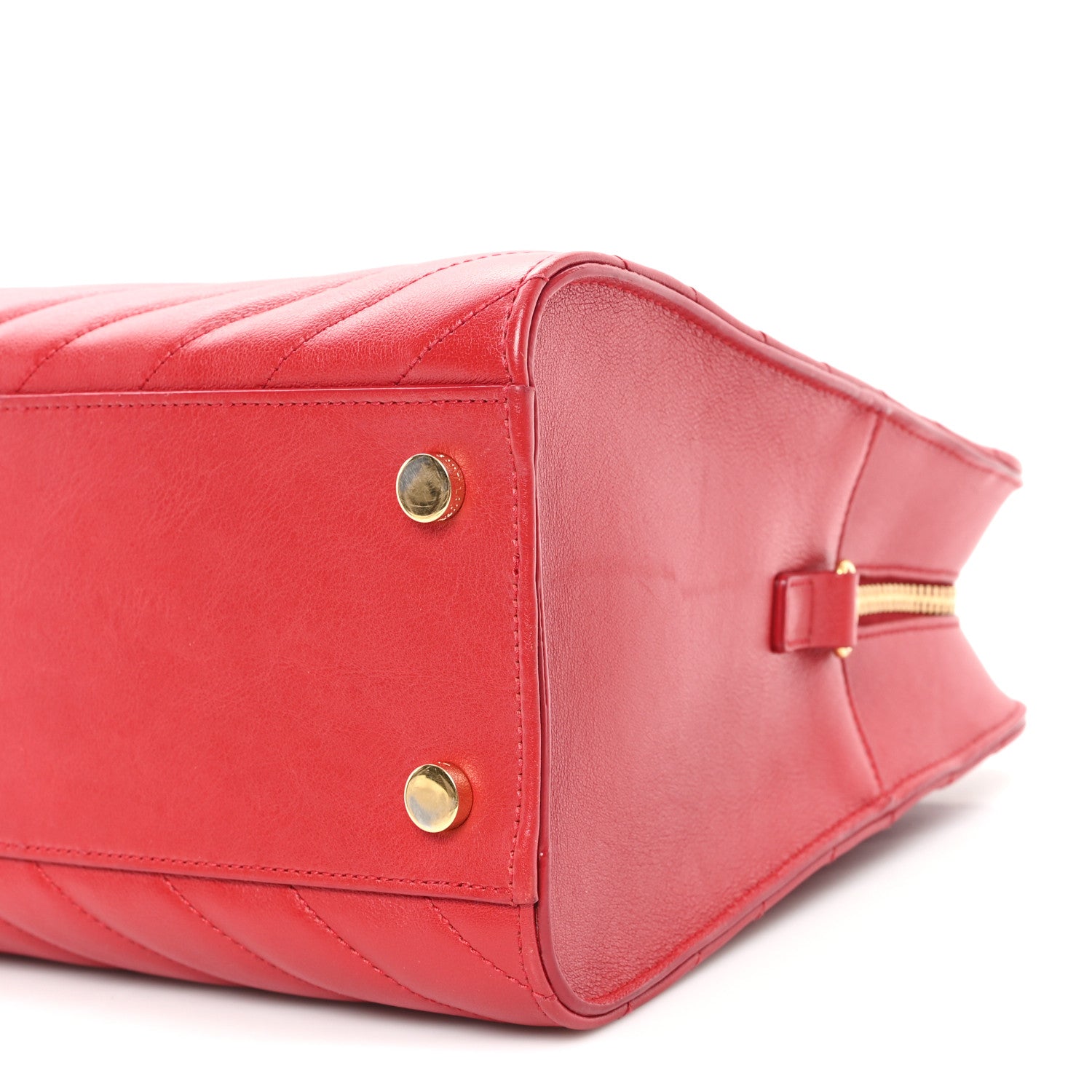 Saint Laurent Calfskin Matelasse Chevron Small Monogram Cabas Lipstick Red 10 of 11