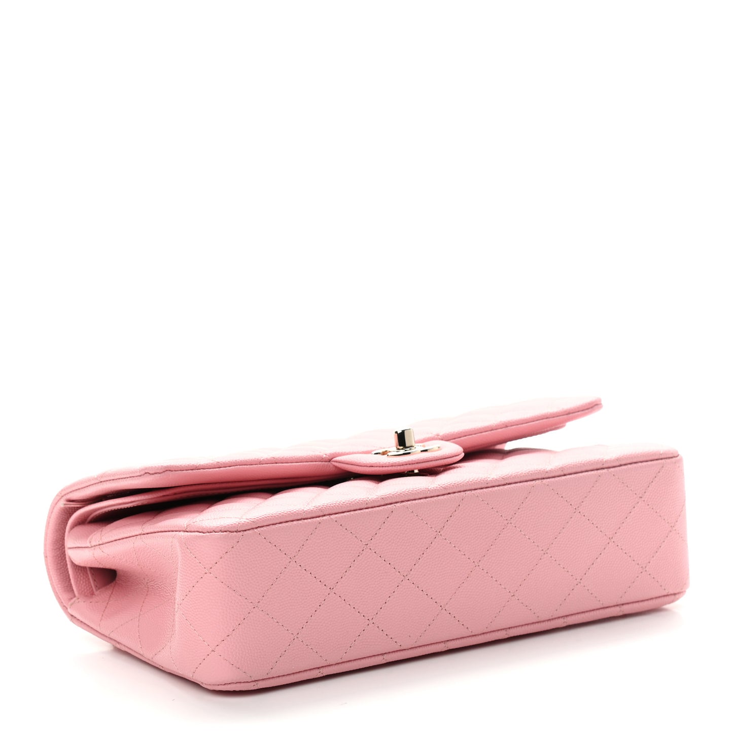 Caviar Quilted Medium Double Flap Pink