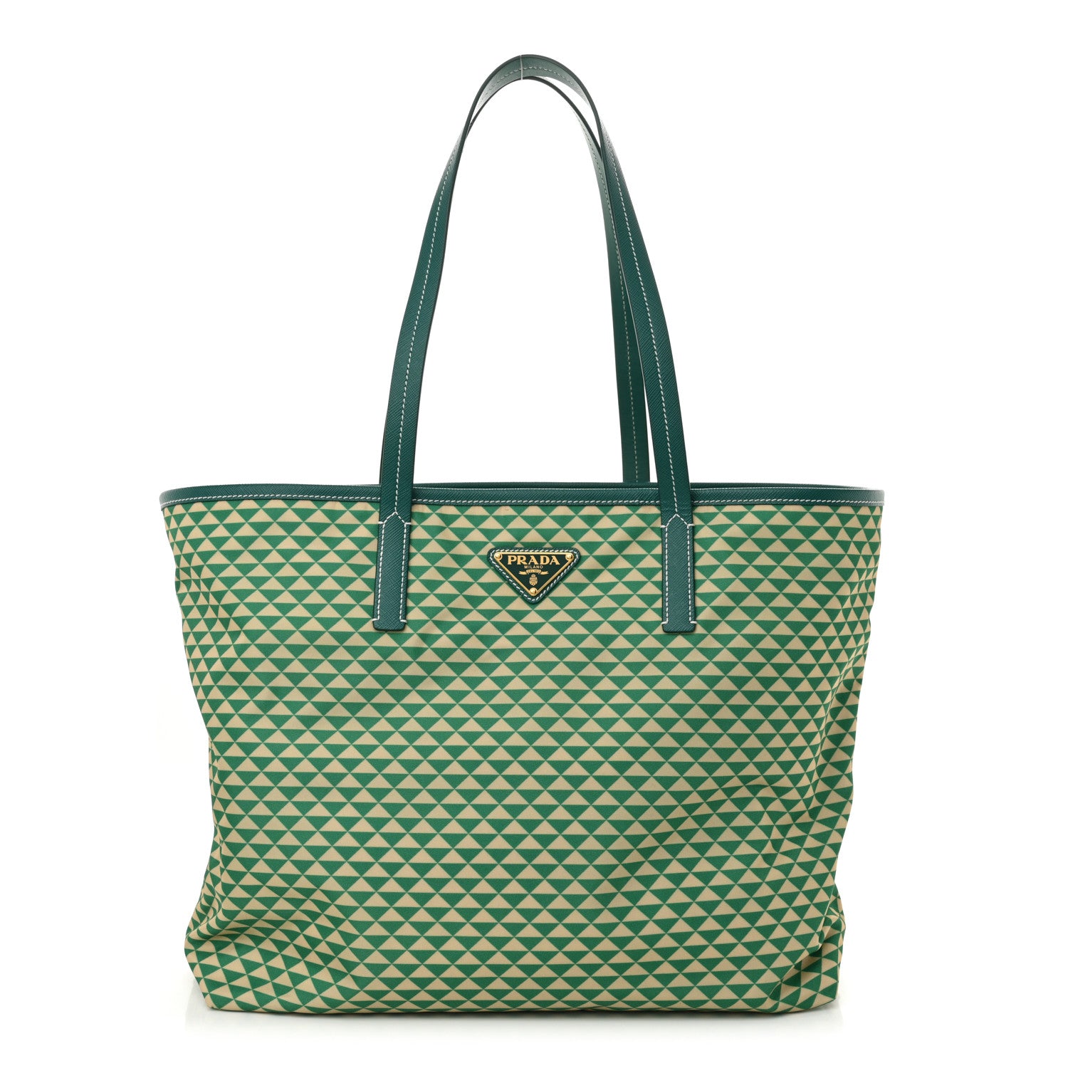 Prada Re-Nylon Saffiano Triangolo Symbole Shopping Tote Green 1 of 10