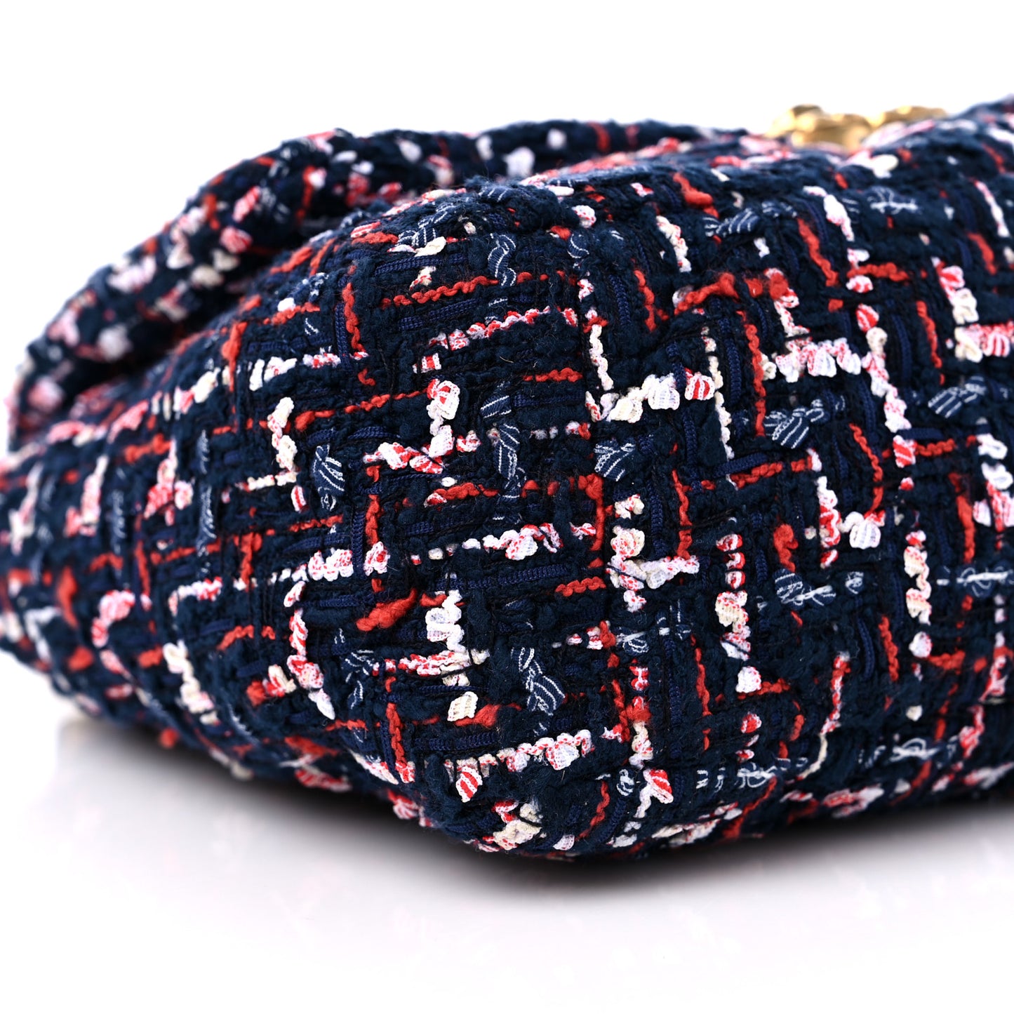 Tweed Quilted Medium Chanel 19 Flap Navy Blue White Red