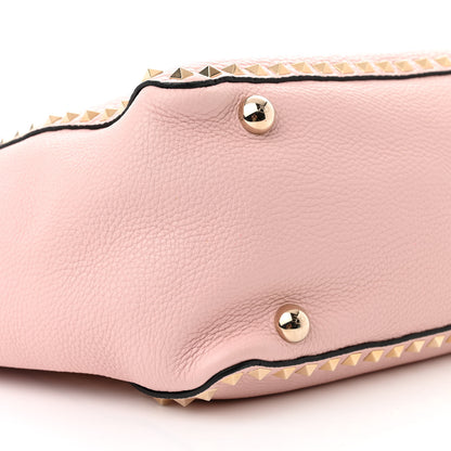 Valentino Garavani Pebbled Calfskin Medium Rockstud Tote Water Rose 8 of 10