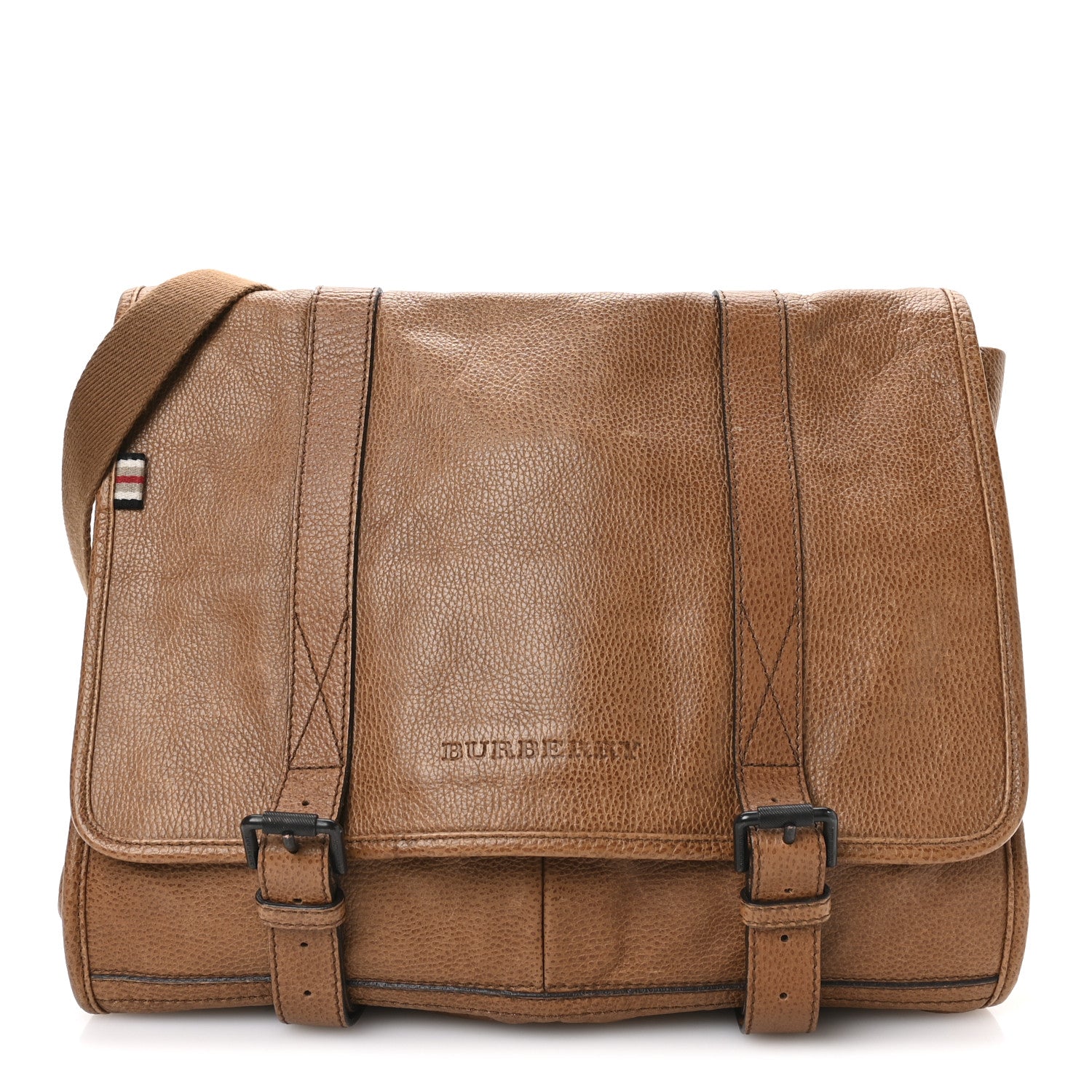 Burberry Calfskin Messenger Bag Tan 1 of 11
