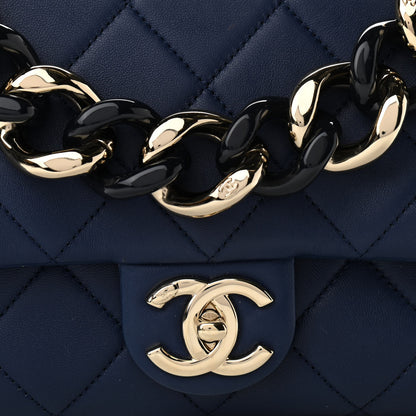 Chanel Lambskin Quilted Resin Bi-Color Chain Flap Bag Navy 8 of 13