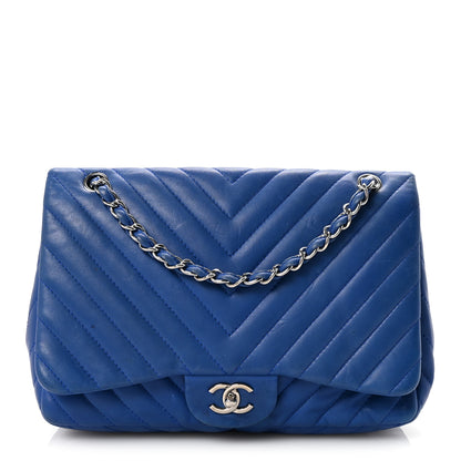 Chanel Lambskin Chevron Quilted Maxi Single Flap Blue 1 of 11