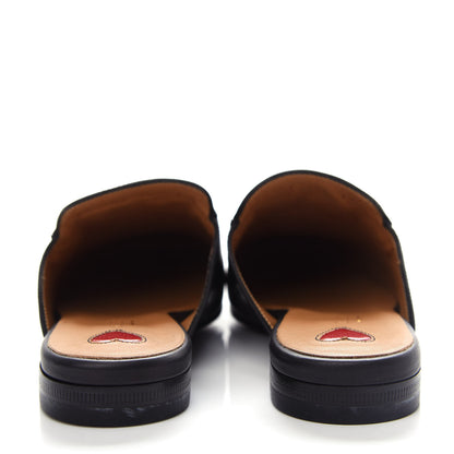 Gucci Calfskin Flower Embroidered Womens Princetown Slippers 35.5 Black 7 of 11