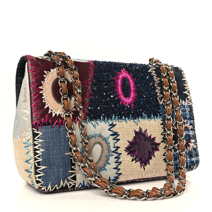 Chanel Denim Tweed Patchwork Jumbo Single Flap Multicolor 3 of 9