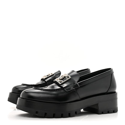 Chanel Calfskin Metal CC Loafers 37.5 Black 4 of 9