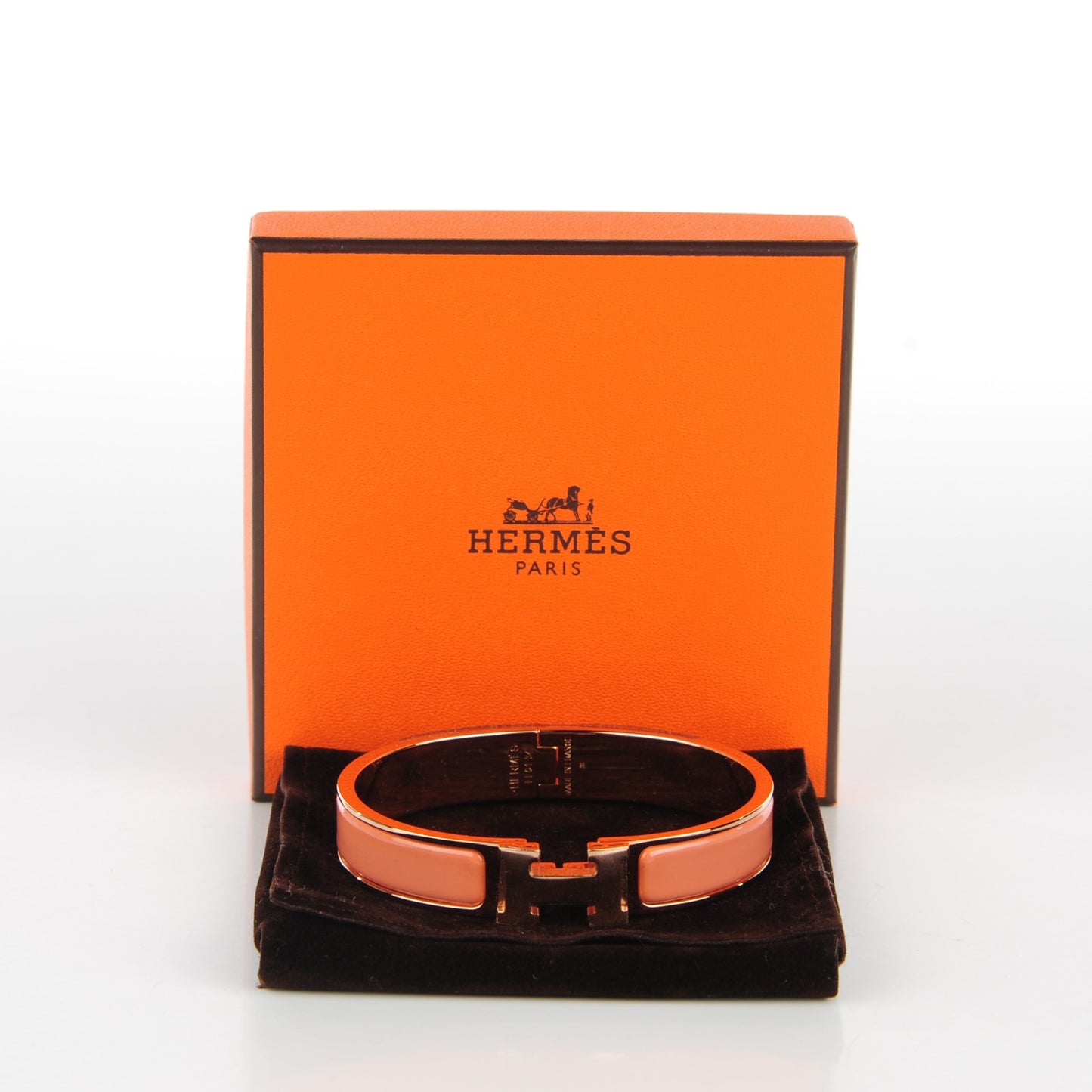 Enamel Narrow Clic Clac H Bracelet GM Rose Saumon