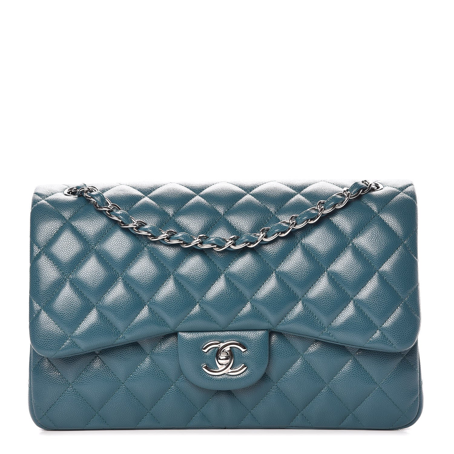 Chanel Caviar Quilted Jumbo Double Flap Dark Turquoise 1 of 7
