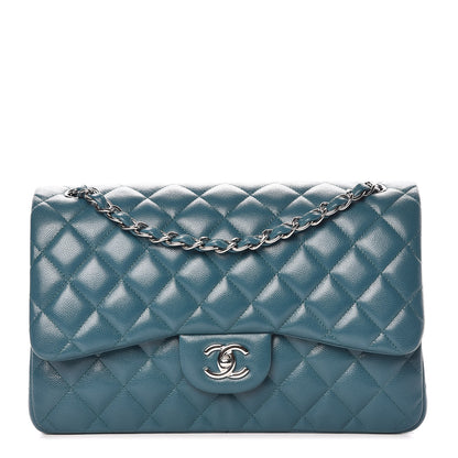 Chanel Caviar Quilted Jumbo Double Flap Dark Turquoise 1 of 7
