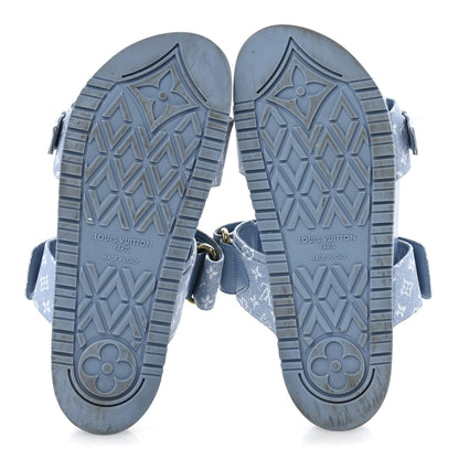 Louis Vuitton Monogram Jacquard Bom Dia Flat Comfort Mules 36 Blue 6 of 10