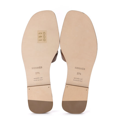 Hermes Box Calfskin Oran Sandals 37.5 Gold 5 of 10