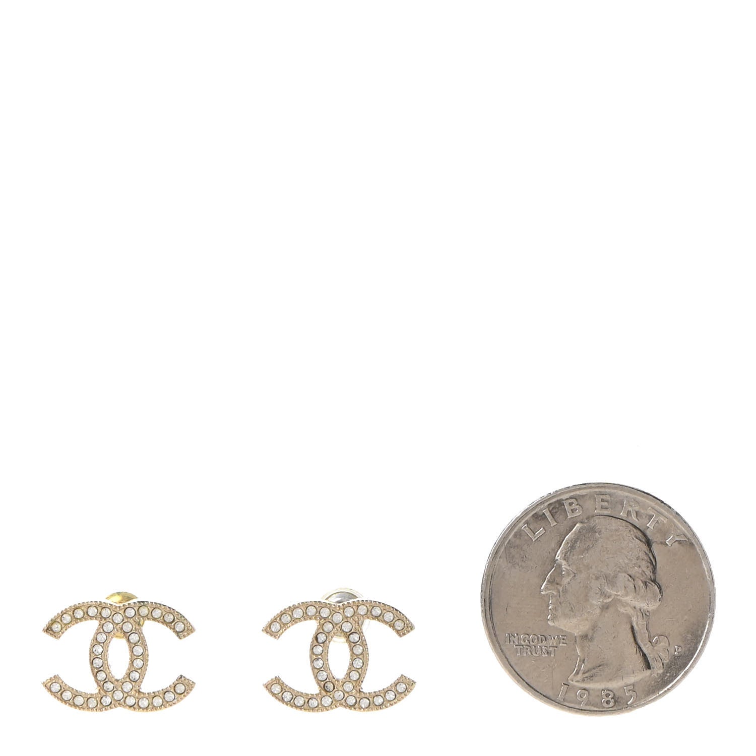 Chanel Crystal CC Earrings Gold 2 of 5