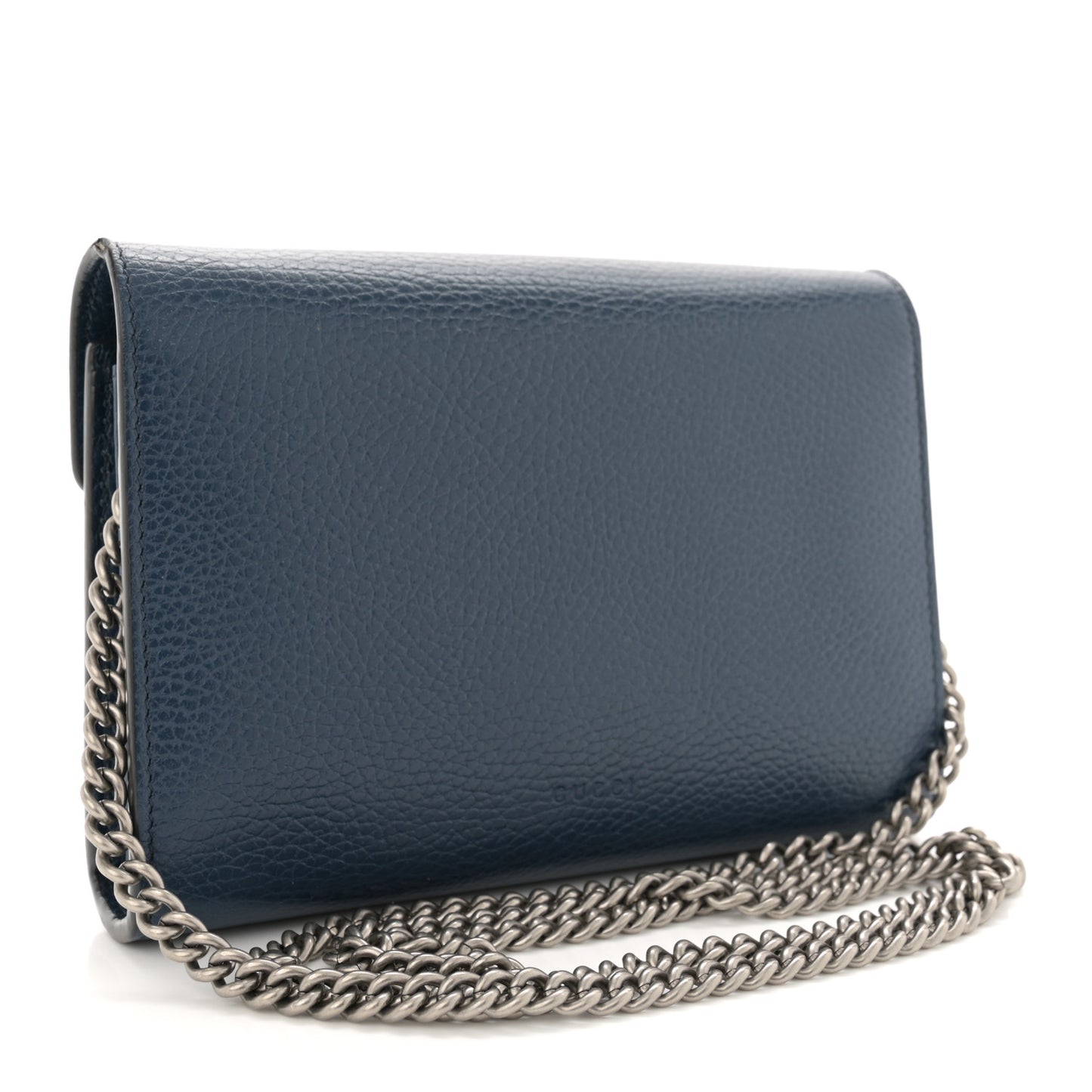Dollar Calfskin Crystal Mini Dionysus Chain Wallet Blue Agata Black Diamond