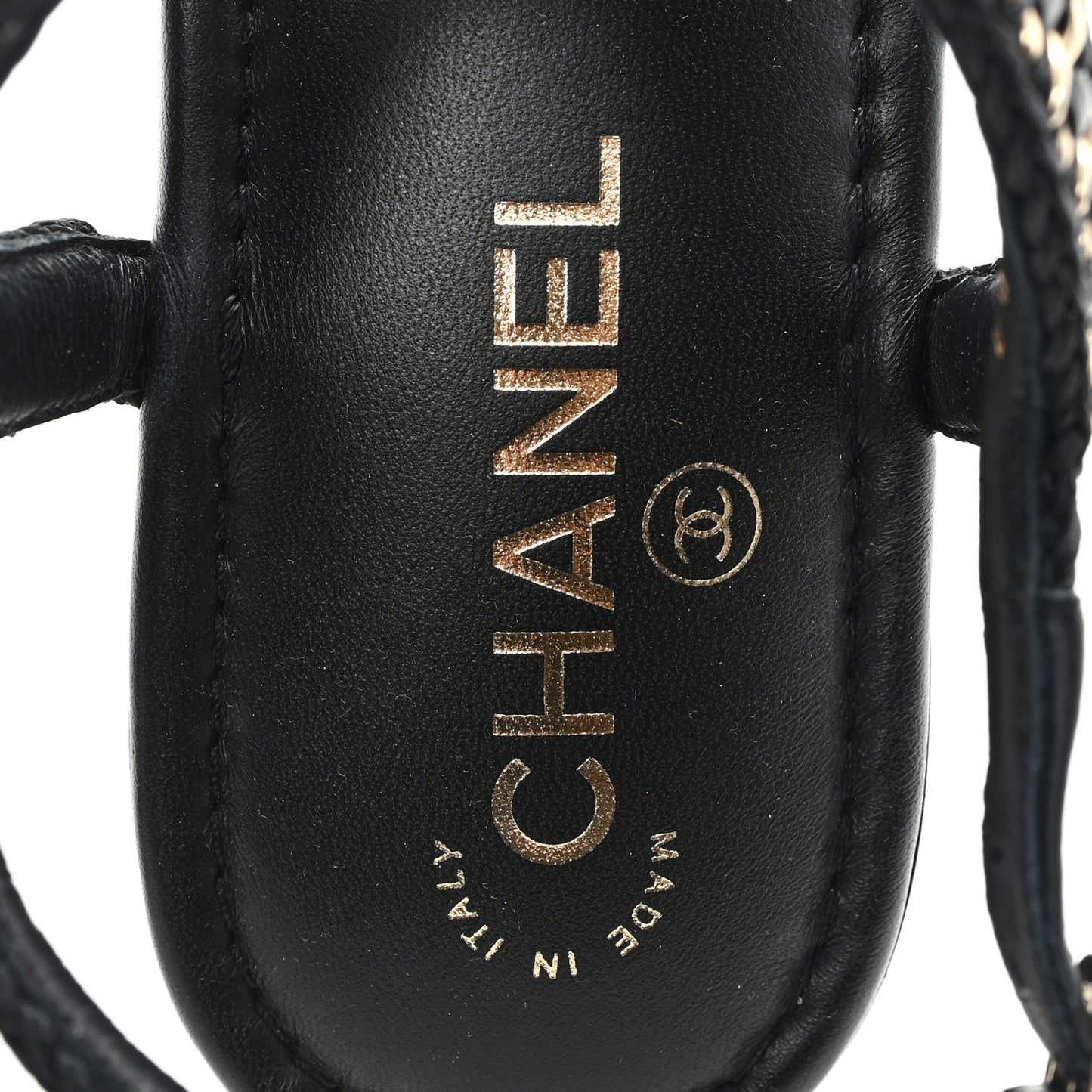 Lambskin Embroidered CC Thong Sandals 39.5 Black