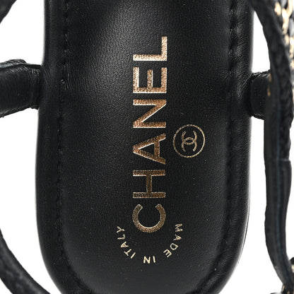 Chanel Lambskin Embroidered CC Thong Sandals 39.5 Black 8 of 10