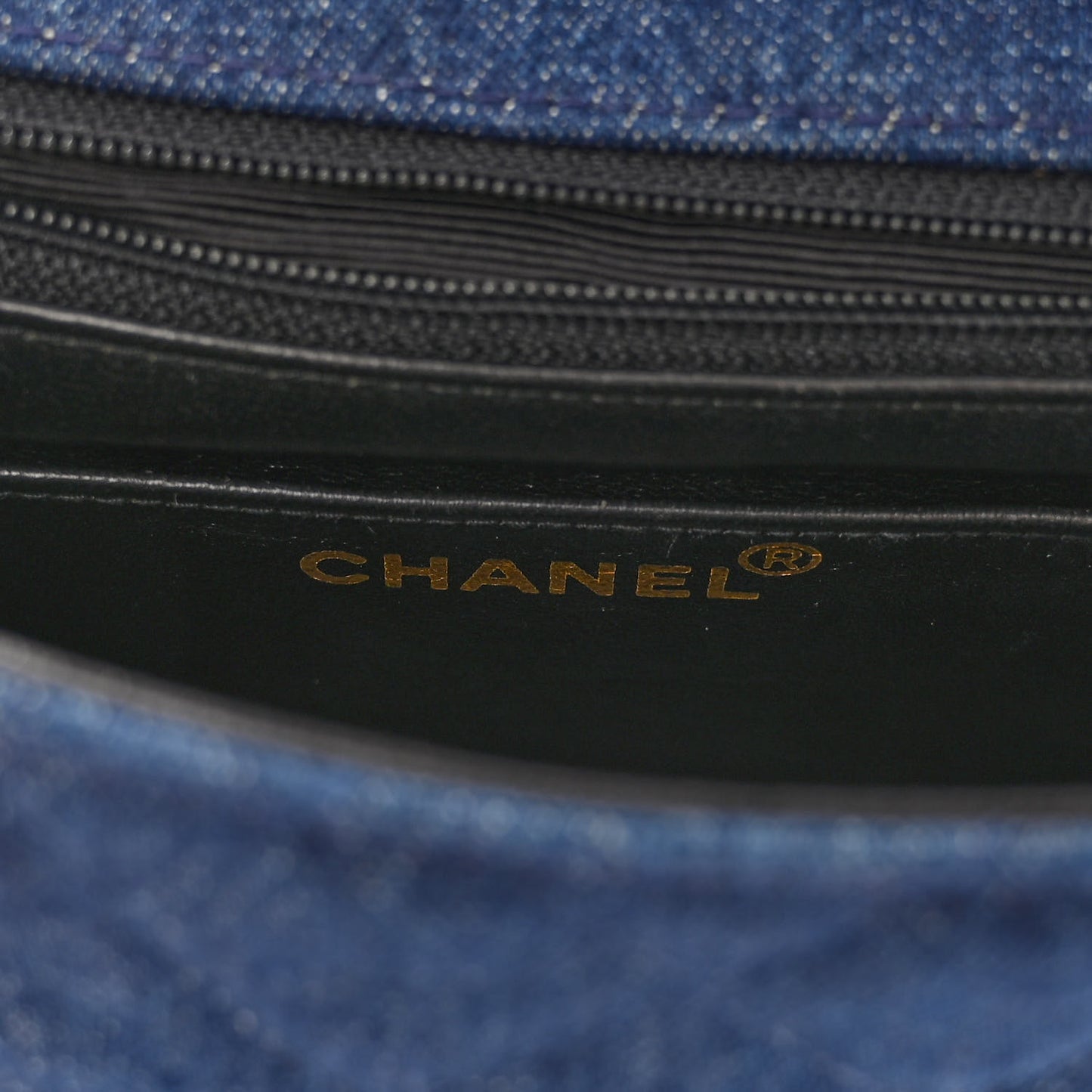 Denim Quilted Mini Square Flap Blue