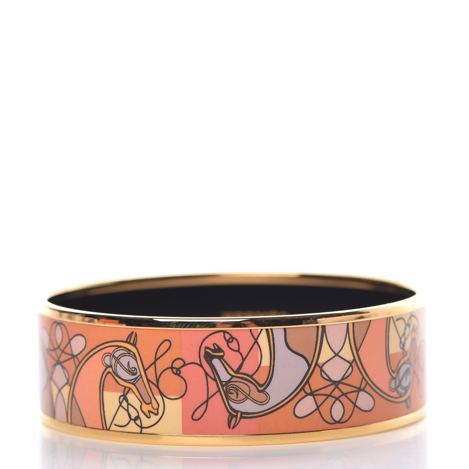Hermes Enamel Printed Wide Coup De Fouet Bracelet 65 3 of 6