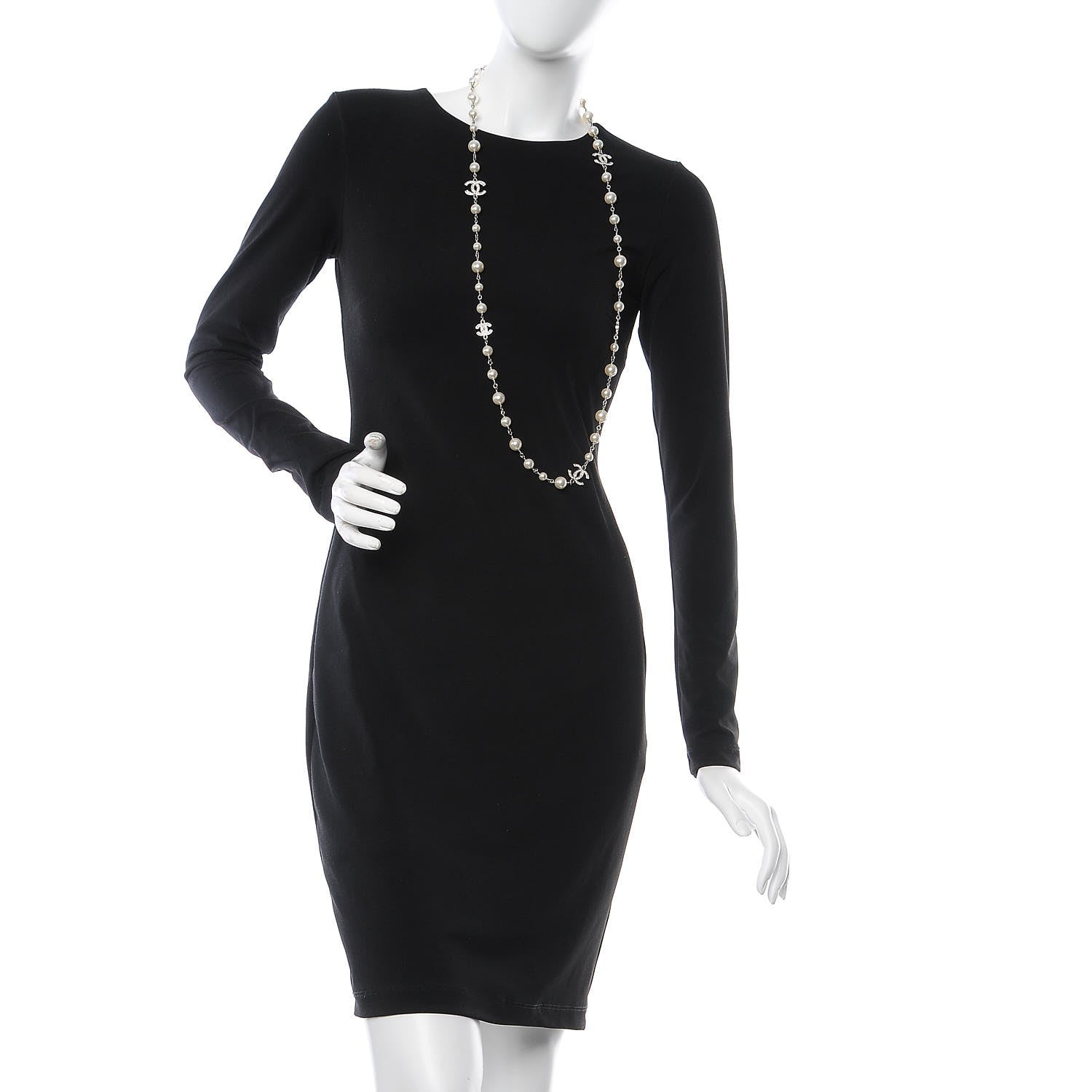 Chanel Graduated Pearl Crystal CC Long Necklace Silver 2 of 6