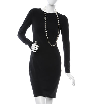 Chanel Graduated Pearl Crystal CC Long Necklace Silver 2 of 6