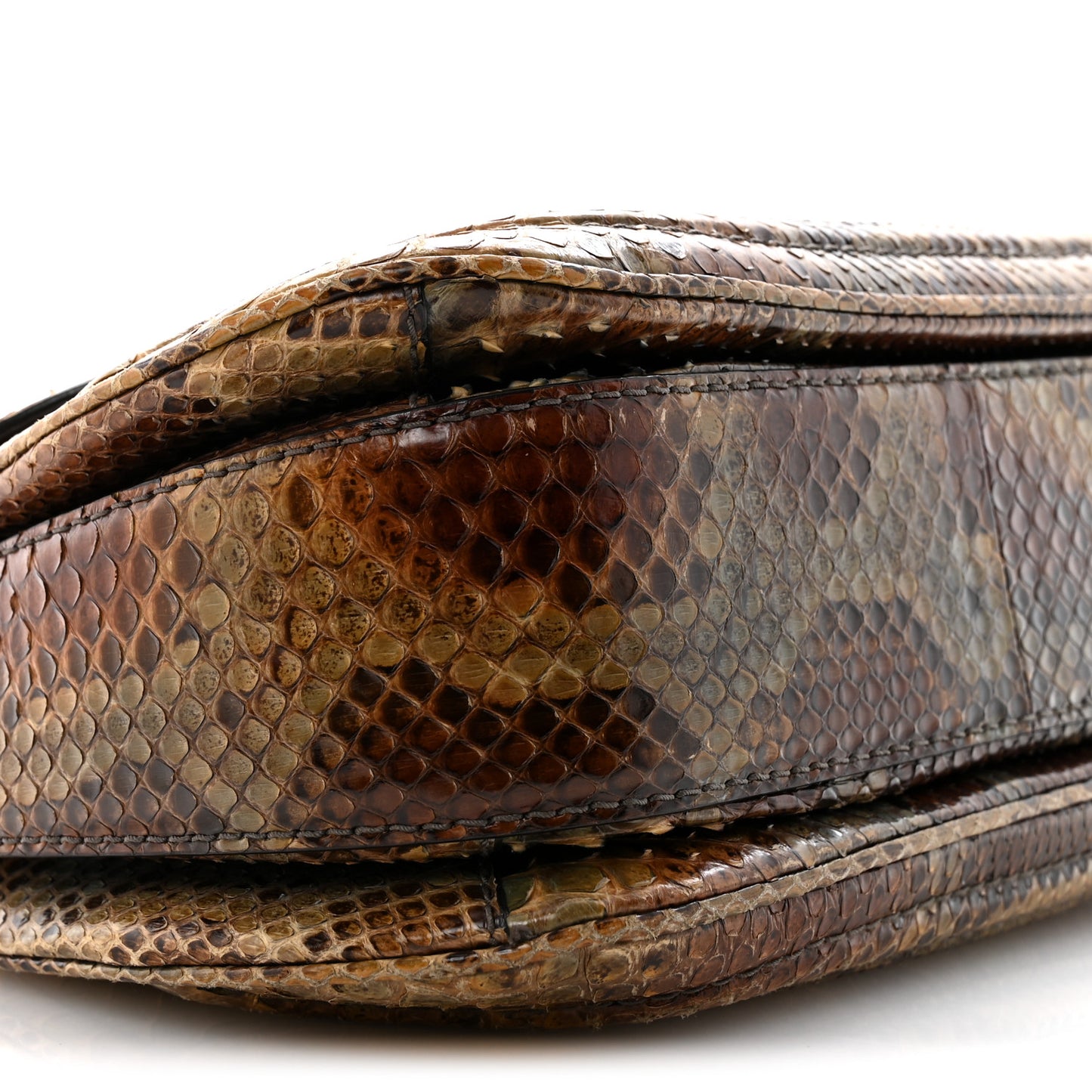 Snakeskin Medium New Bamboo Top Handle Bag Natural