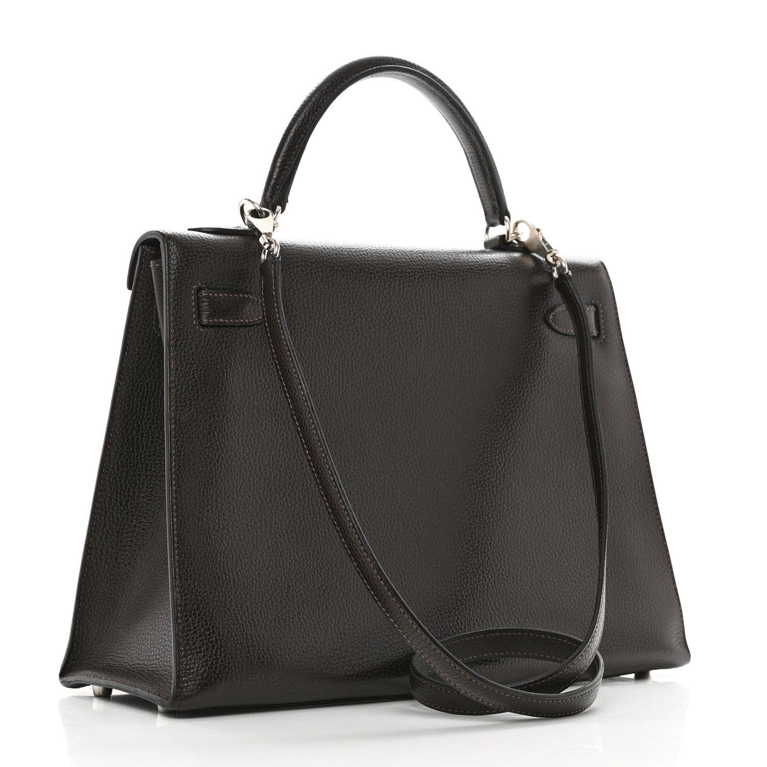 Hermes Vache Liegee Kelly Sellier 32 Chocolate 3 of 14