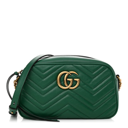 Gucci Calfskin Matelasse Small GG Marmont Chain Shoulder Bag Emerald Green 1 of 13