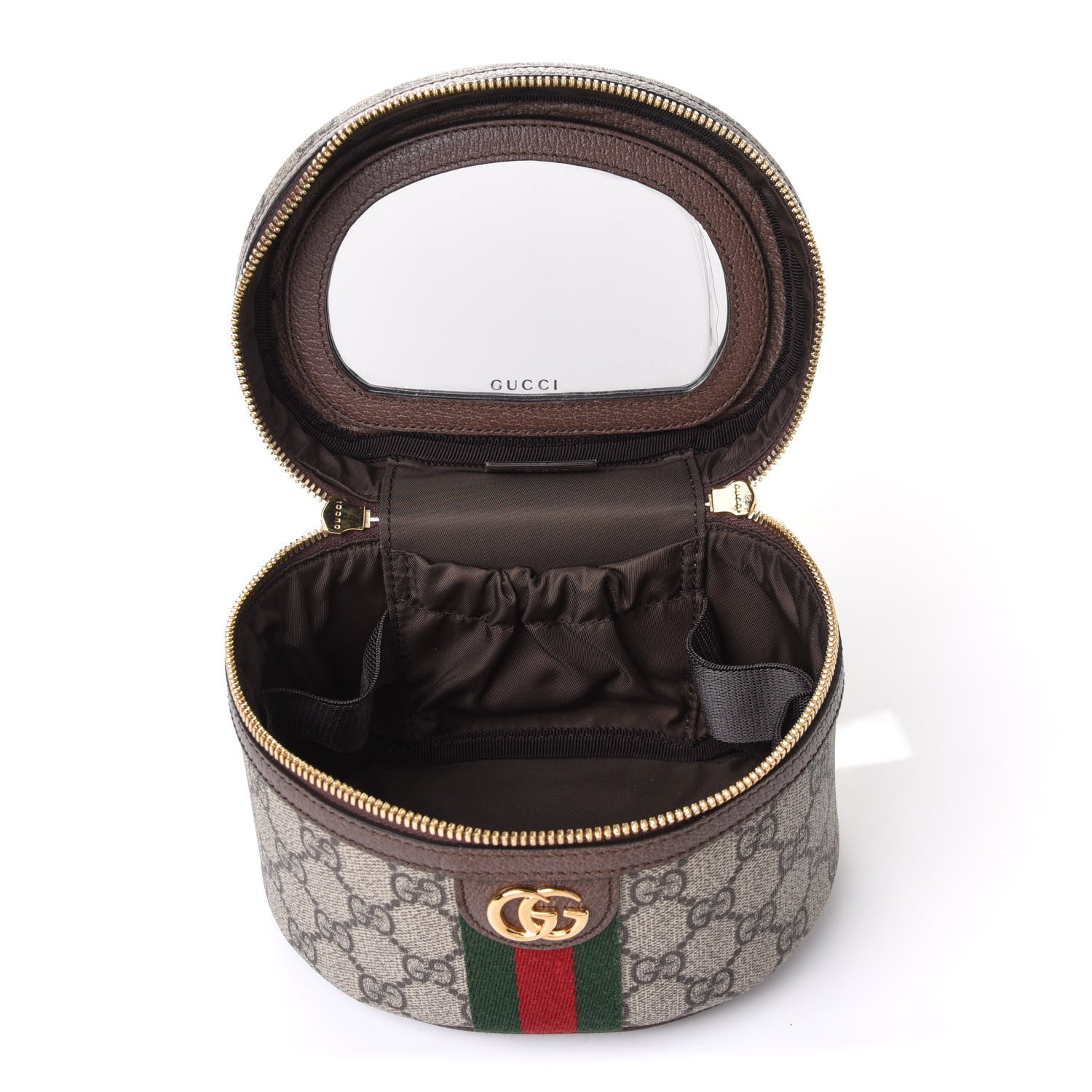 Gucci GG Supreme Monogram Textured Calfskin Web Ophidia Vanity Cosmetic Case Beige Ebony New Acero 5 of 11