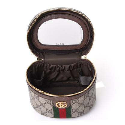 Gucci GG Supreme Monogram Textured Calfskin Web Ophidia Vanity Cosmetic Case Beige Ebony New Acero 5 of 11