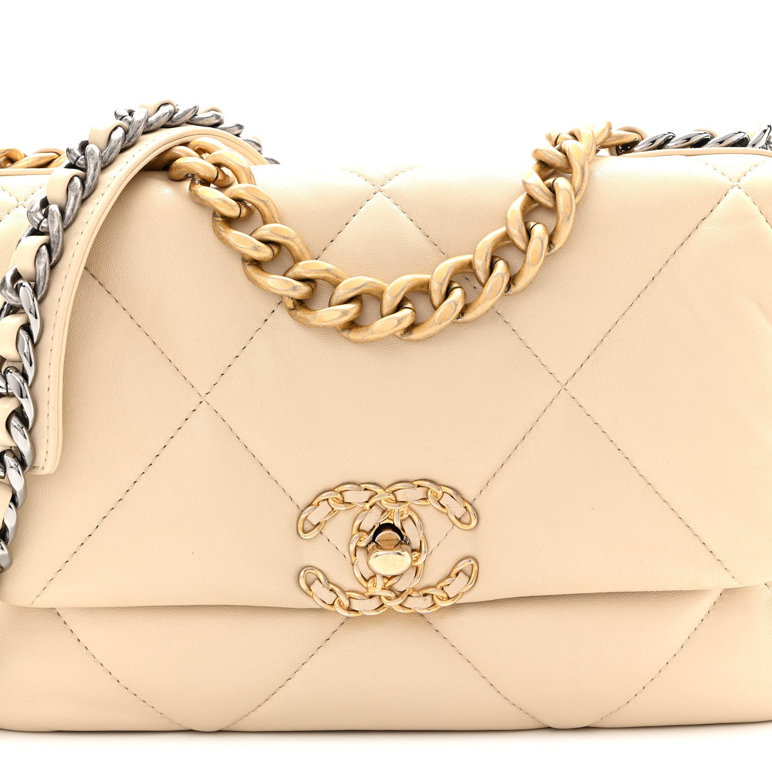 Chanel Lambskin Quilted Medium Chanel 19 Flap Light Beige 8 of 10