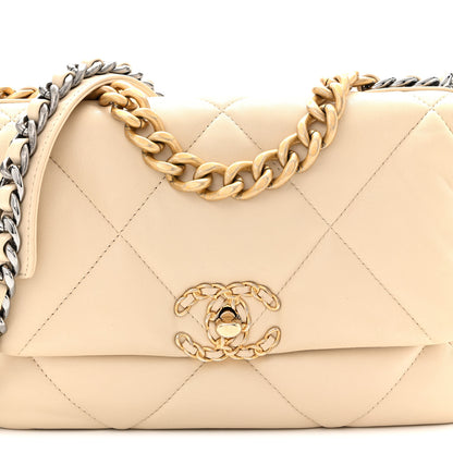 Chanel Lambskin Quilted Medium Chanel 19 Flap Light Beige 8 of 10