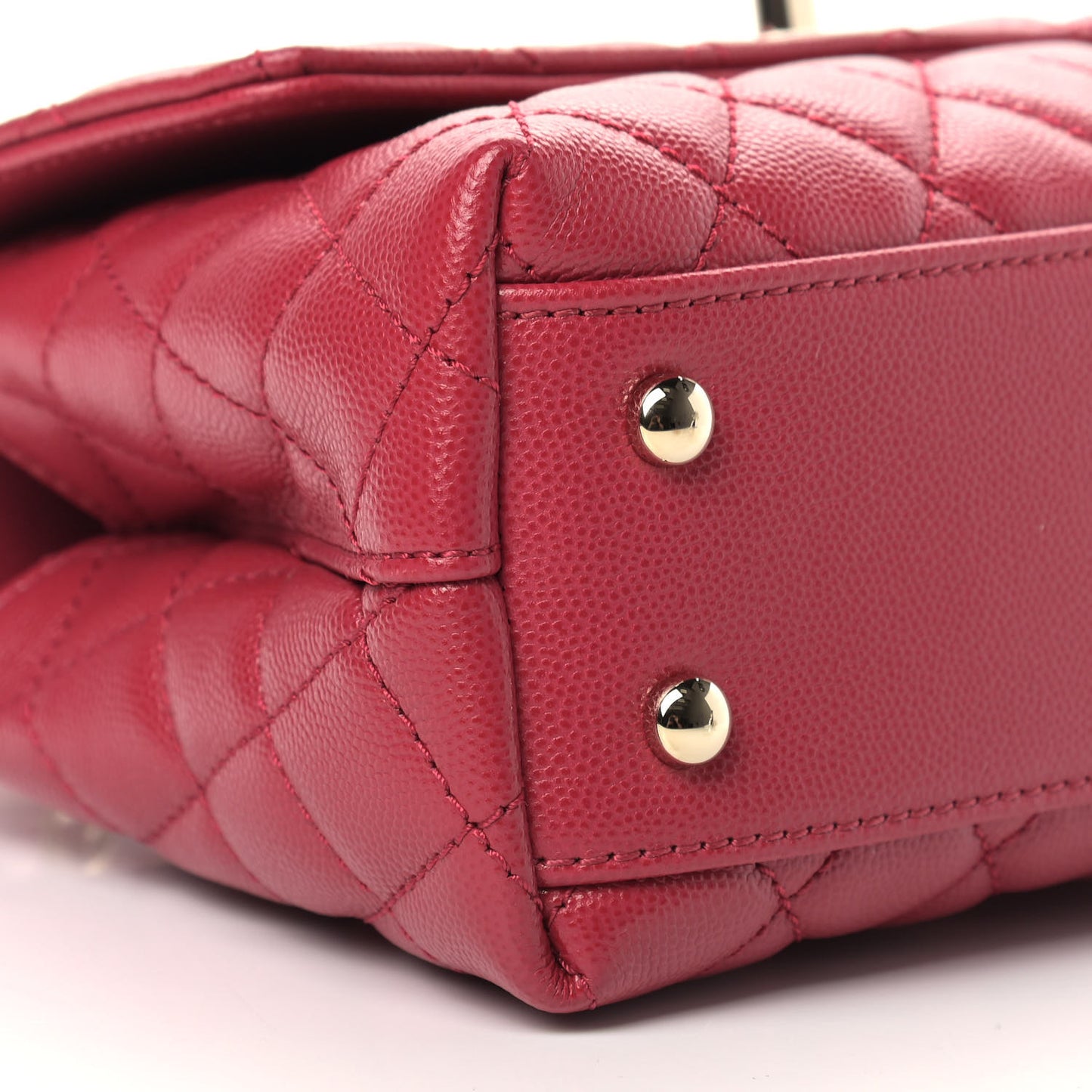 Caviar Quilted Mini Coco Handle Flap Dark Pink