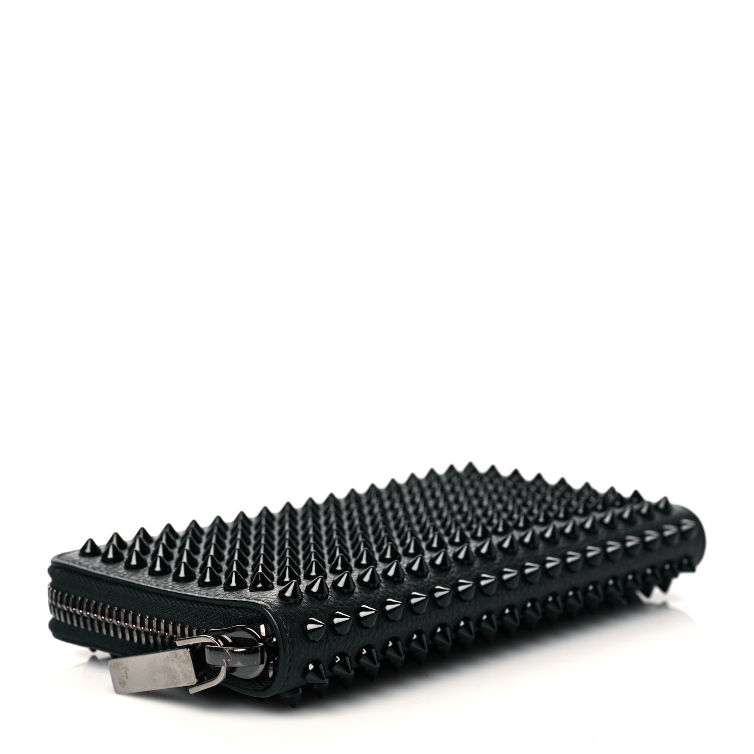 Christian Louboutin Calfskin Panettone Spiked Zip Around Wallet Black 4 of 8