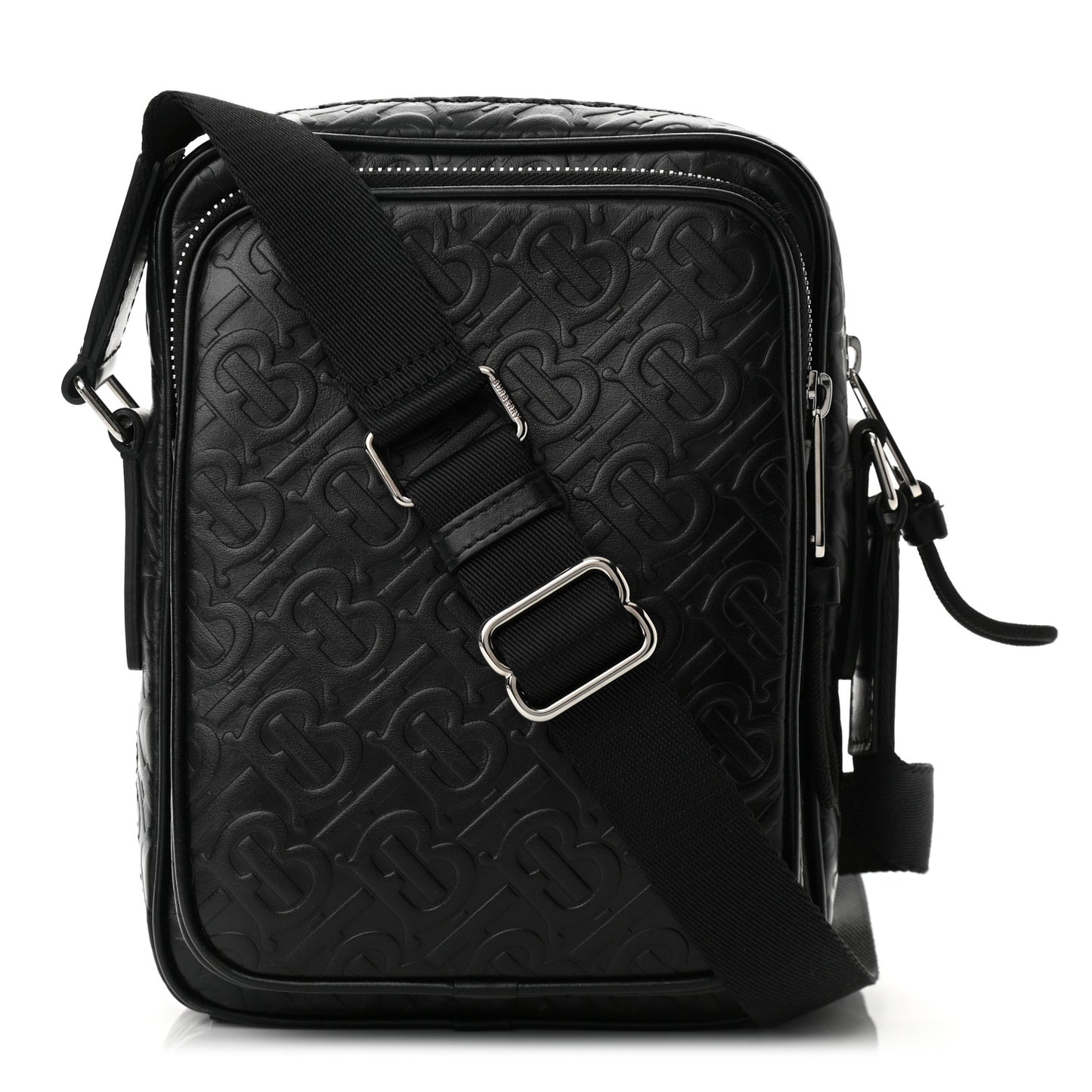 Calfskin Embossed TB Freddie Crossbody Bag Black